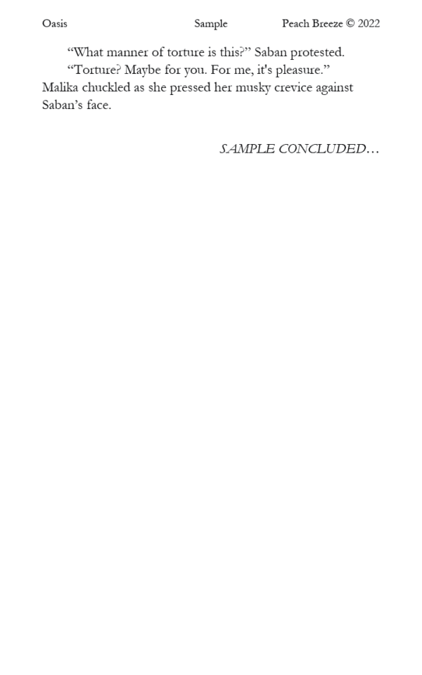Sample page 2 of Oasis, showing Jaghir Saban in captivity, confronting Sultana Malika Khamarbir in the desert kingdom of Abraby.