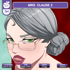 Cover of Mrs. Clause 2, featuring Mrs. Clause lustfully licking her lips.