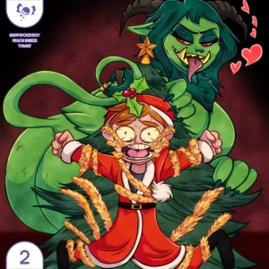 Cover of Krampus 2 comic dub, featuring Michael and Krampus in a mischievous and provocative holiday setting.